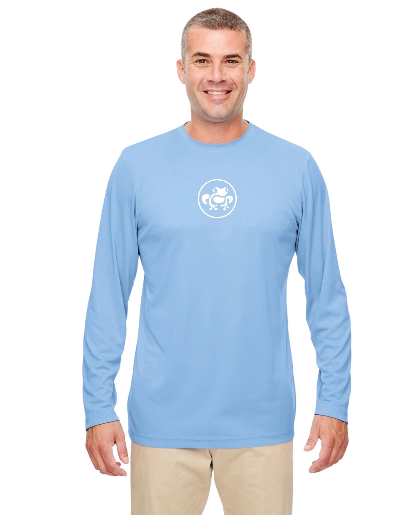 Island Frog UV Protection Cool & Dry Long Sleeve - Front Frog -Columbia Blue