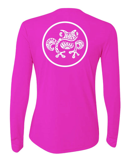 Island Frog Womens Long Sleeve 44+ UPF Performance Shirt - Fuchsia