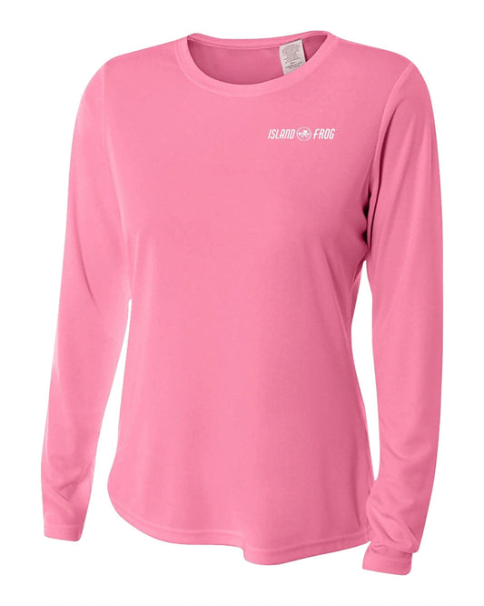 Island Frog Womens Long Sleeve 44+ UPF Performance Shirt - Pink