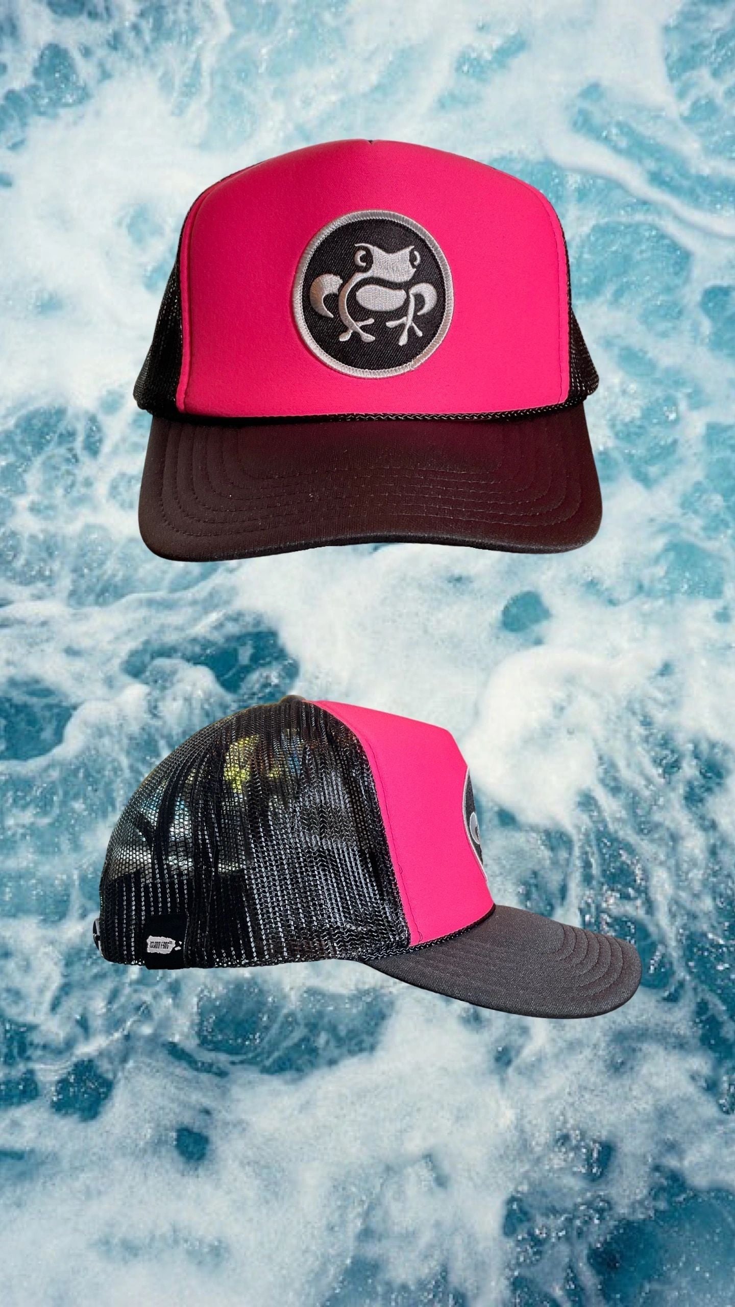 Island Frog Foam Snapback - Black/HotPink/Black